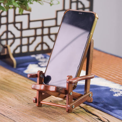 Creative Foldable Lazy Phone Stand, Rosewood Mini Chair Stand