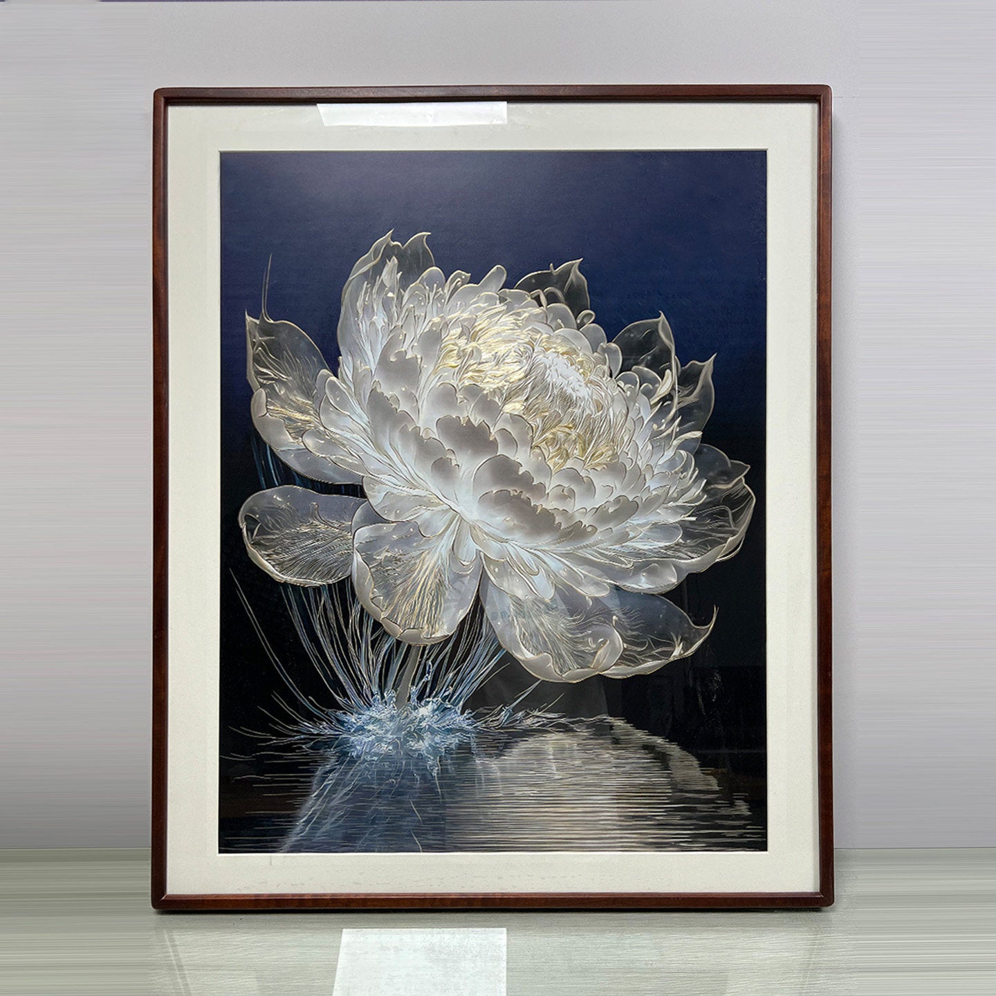 Elegant Hand-Engraved Copper Water Lily Art – Luxe Shadow & Light Decorative Wall Hanging for Living Room, Dining Room, Foyer, and Hallway