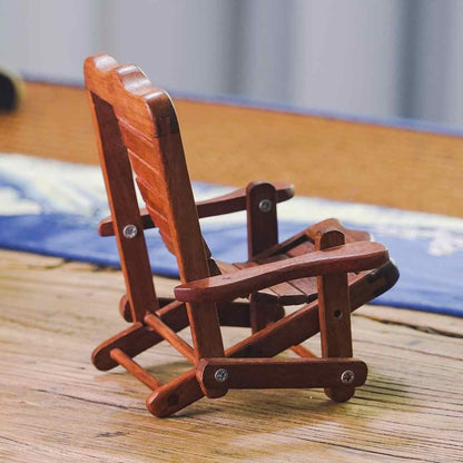 Creative Foldable Lazy Phone Stand, Rosewood Mini Chair Stand