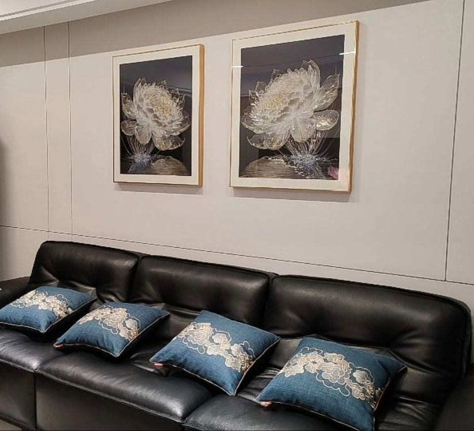 Elegant Hand-Engraved Copper Water Lily Art – Luxe Shadow & Light Decorative Wall Hanging for Living Room, Dining Room, Foyer, and Hallway