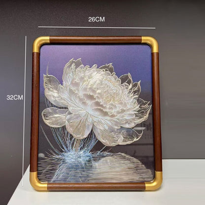 Authentic Chinese Intangible Cultural Heritage Copper Art – Hand-Chiseled Lucky Water Lily with Light & Shadow Effect, Exquisite Desk Sculpture for Gifting