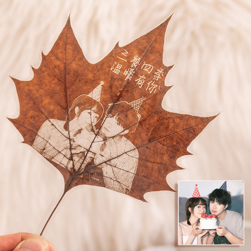Custom Photo Engraved Sycamore Leaf Keepsake – Personalized Gift for Couples, Best Friends, Him or Her | Perfect for Birthday, Anniversary, Valentine's Day & Wedding