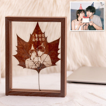Custom Photo Engraved Sycamore Leaf Keepsake – Personalized Gift for Couples, Best Friends, Him or Her | Perfect for Birthday, Anniversary, Valentine's Day & Wedding