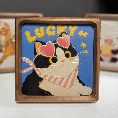 Adorable Kitten Copper Relief Sculpture – Exquisite Hand-Engraved Artisan Craft for Desk or Tabletop, Perfect Gift for Housewarming or Birthdays