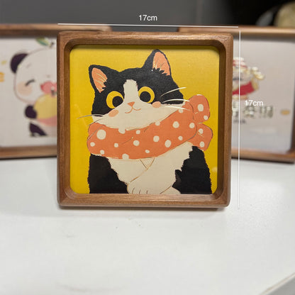 Adorable Kitten Copper Relief Sculpture – Exquisite Hand-Engraved Artisan Craft for Desk or Tabletop, Perfect Gift for Housewarming or Birthdays