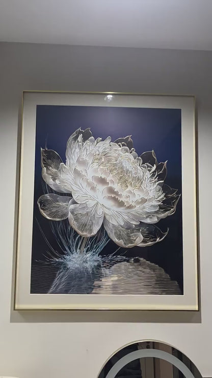 Elegant Hand-Engraved Copper Water Lily Art – Luxe Shadow & Light Decorative Wall Hanging for Living Room, Dining Room, Foyer, and Hallway